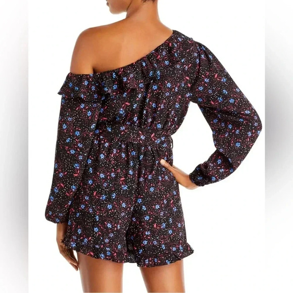 NWT AQUA Women’s Belted Floral Long Sleeve Off the Shoulder Romper | size XS - Picture 2 of 7